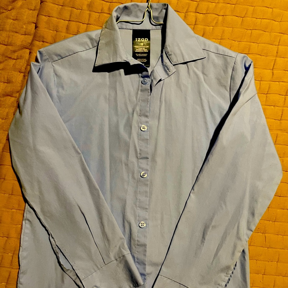 Boys, Izod size 10, long sleeve button down shirt